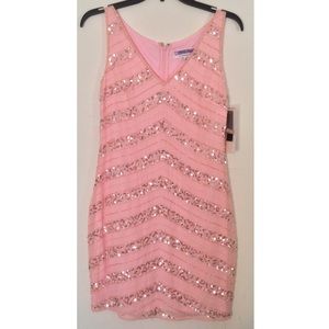 Adrianna paper pink beaded cocktail dress